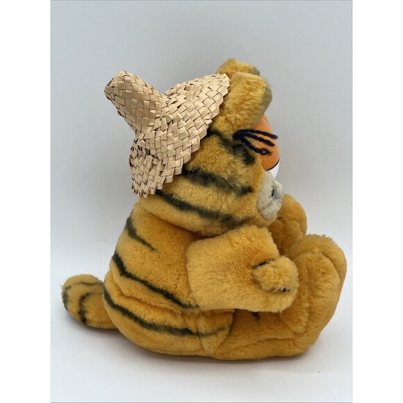 Vintage Garfield Cat Plush Stuffed Animal W/ straw hat Hawaiian Dakin 1978,1981 - Picture 2 of 13